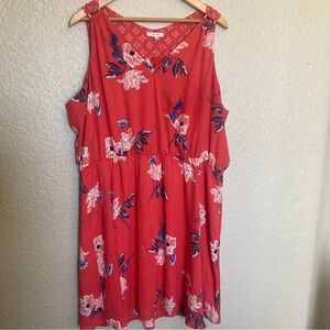 Maurices Bohemian Dress Coral Floral V Neck Style Size XXL